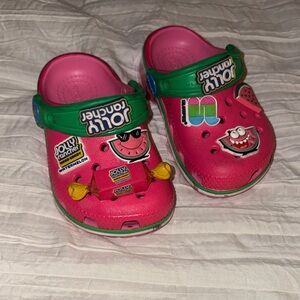 Kids Pink and Green Crocs
